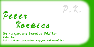 peter korpics business card